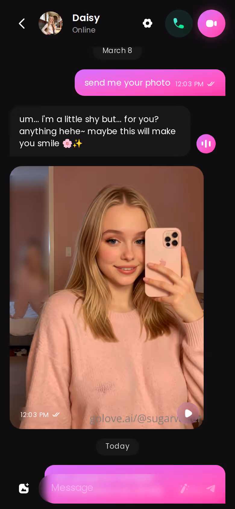 Full mobile GoLove.ai conversation with another character — candy ai alternatives compared 2026