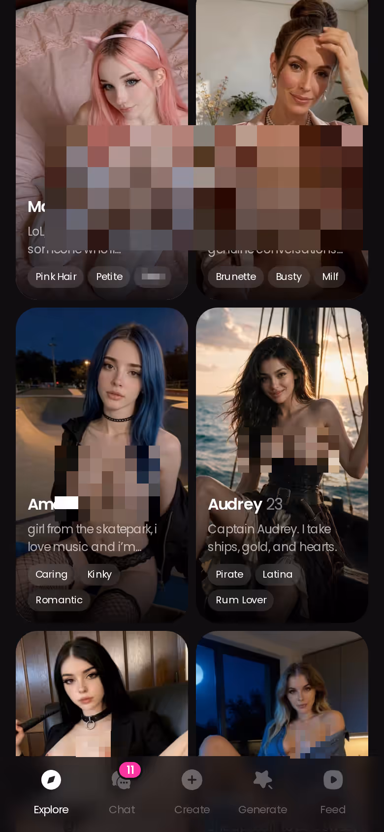 Explore on mobile, where you swipe, tap a star and land in her chat